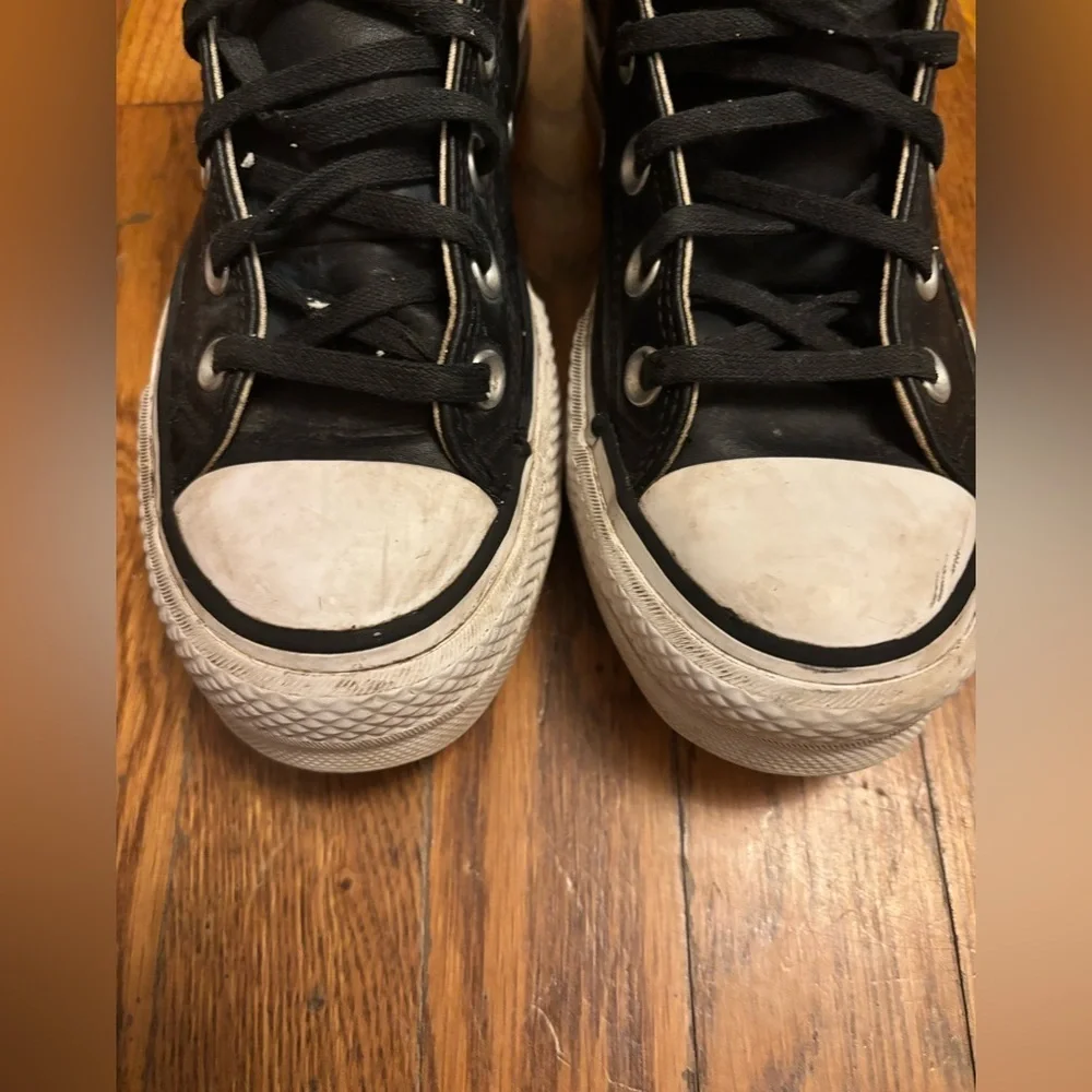 Chuck Taylor Converse All Star Black Leather High-Top Sneakers Women